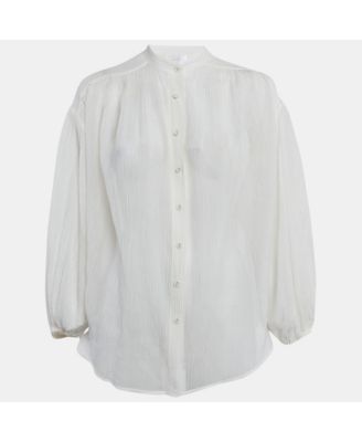 Women's White Crinkle Cotton Voile Loose Fit Shirt