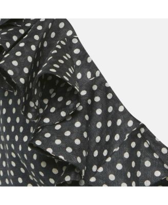 Women's Polka Dots Linen Painted Heart Cascade Top