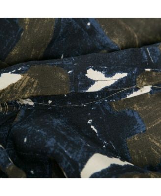 Women's Navy Blue & Green Printed Silk Tunic