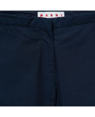 Women's Navy Blue Cotton Straight-Leg Trousers