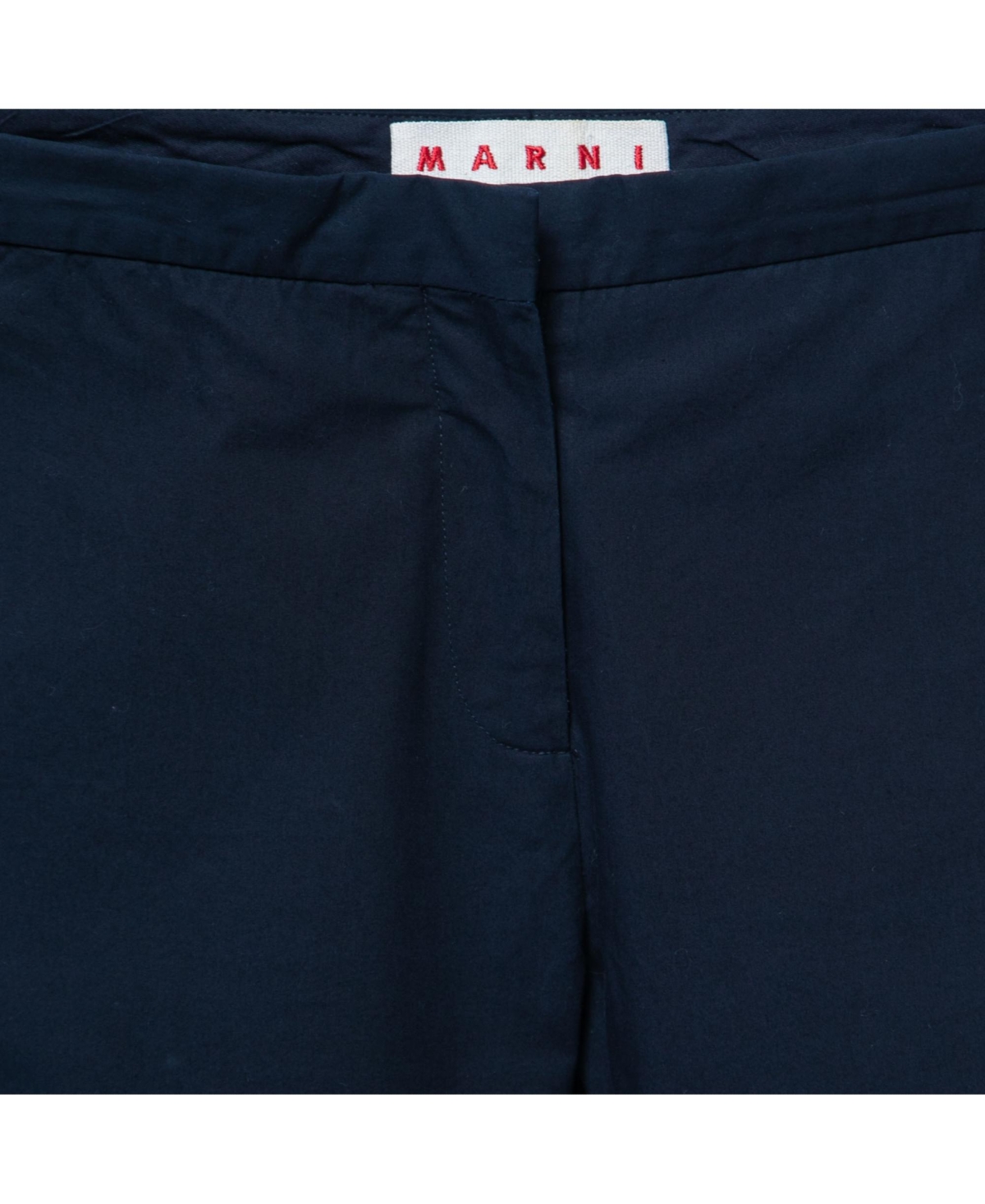 Pre-Owned Marni Women's Navy Blue Cotton Straight-Leg Trousers