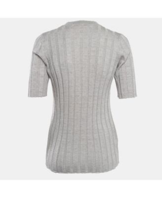 Women's Silver Lurex Knit Mock Neck Top
