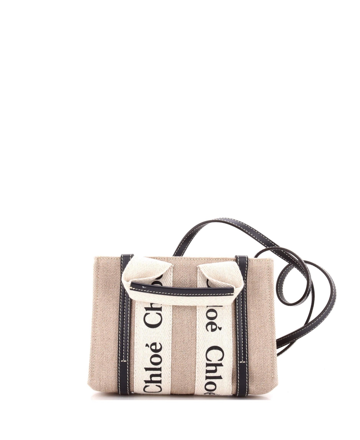 Pre-Owned Chloe Mini Woody Convertible Tote Canvas with Leather