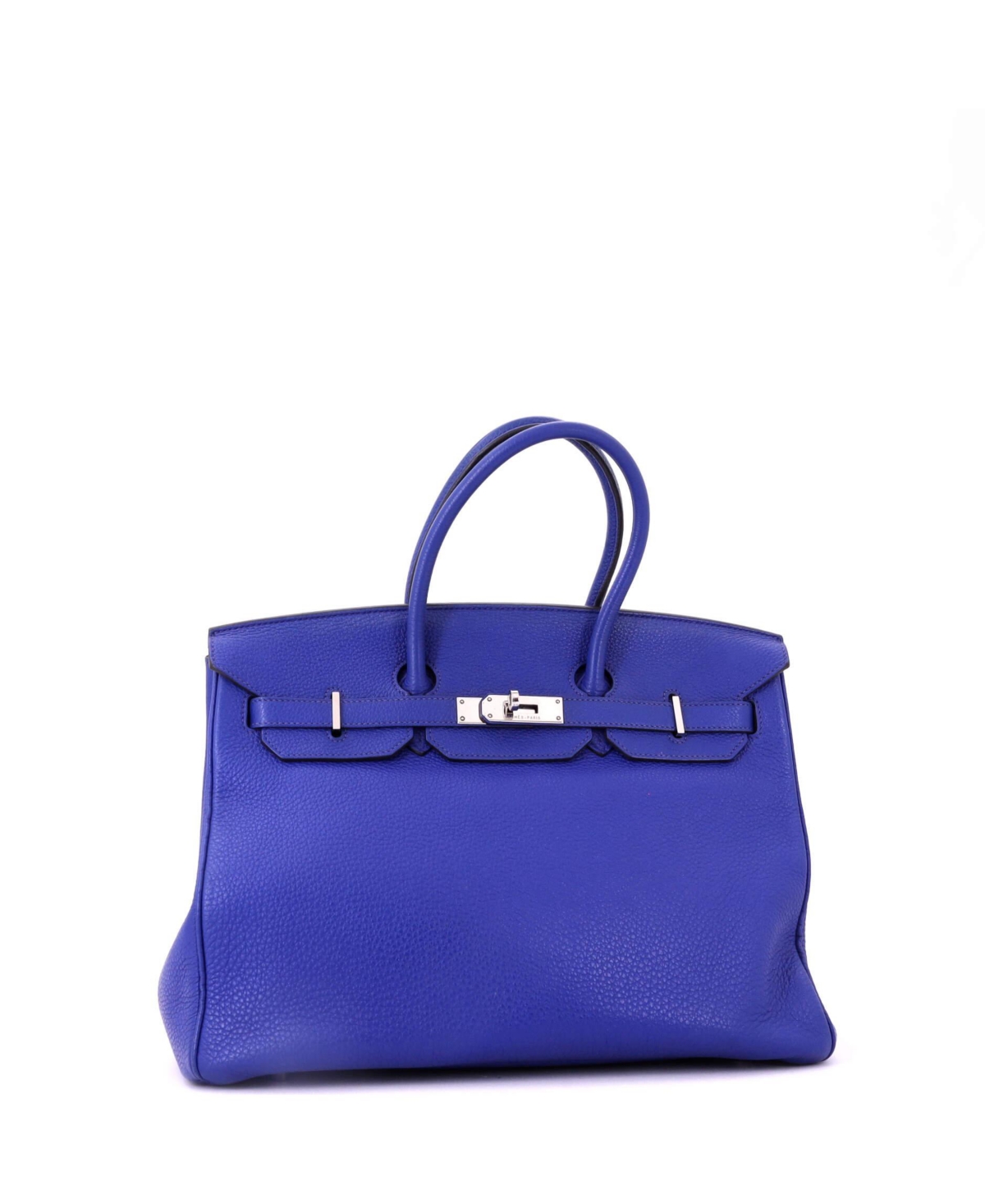 Pre-Owned Hermes Birkin 35 Handbag Blue Togo with Palladium Hardware