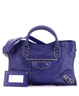 Medium City Classic Metallic Edge Bag Leather