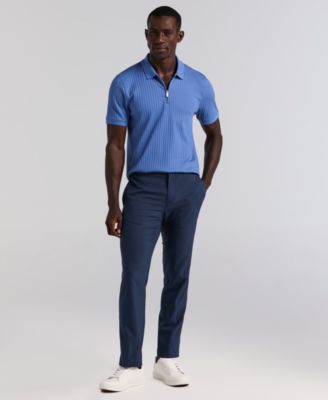 Men's Slim-Fit Ribbed-Knit Quarter-Zip Polo Shirt 