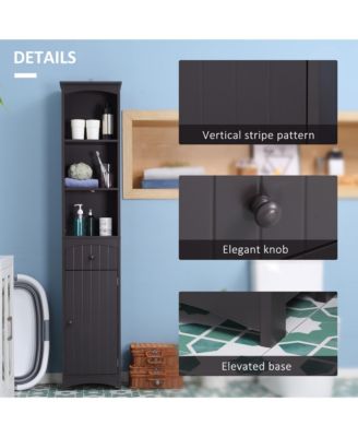 Bathroom Storage Cabinet Tall Free Sding Linen Tower w/ 3-Tier Shelf