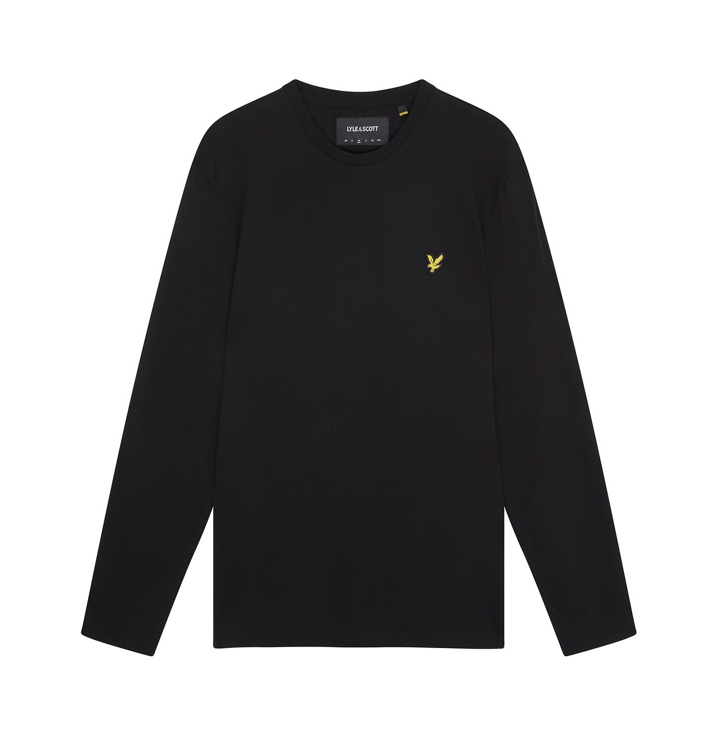 Мужская футболка Lyle & Scott Plain Long Sleeve, цвет: Угольно-чёрный — фото 2