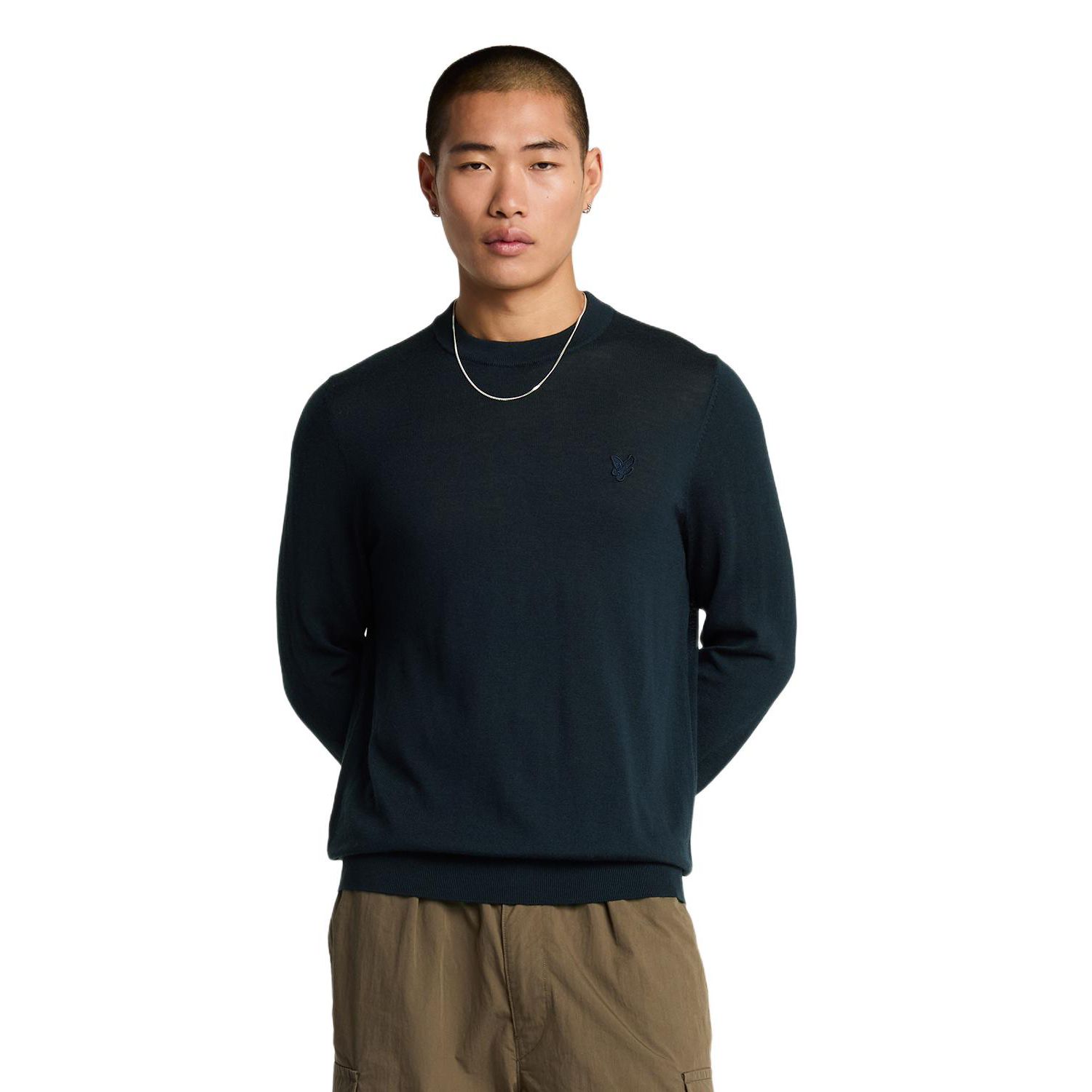 Men's Tonal Eagle Merino Crew Neck Sweater