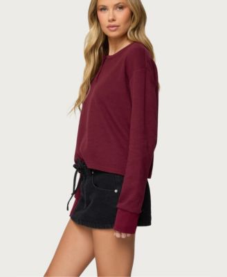 Women's Deni Long Sleeve Henley Waffle Top