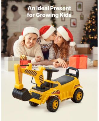 Excavator Ride-On Push Car with Realistic Sounds, Helmet & Music