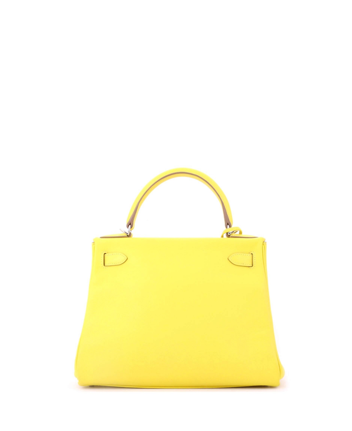 Pre-Owned HERMES Kelly 28 Handbag Yellow Evercolor with Palladium Hardware