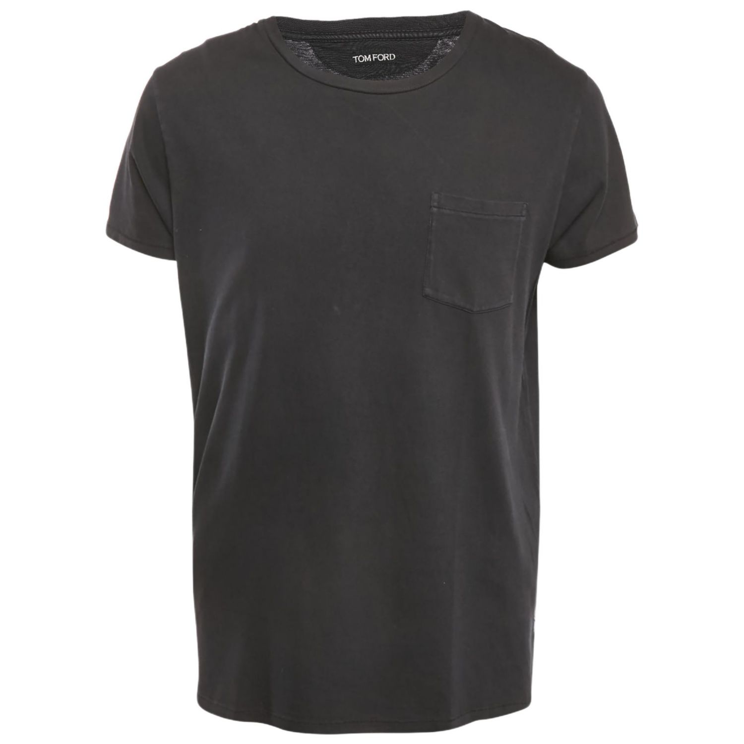 Men's Black Cotton Knit Front Pocket Crew Neck T-Shirt
