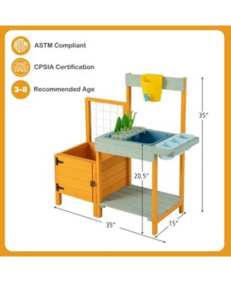 Kids Outdoor Potting Bench with See-Through Window