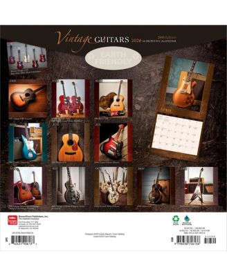 Vintage Guitars | 2026 12 x 24 Inch (Hanging) Monthly Square Wall Calendar | Foil Stamped Cover | Plastic-Free