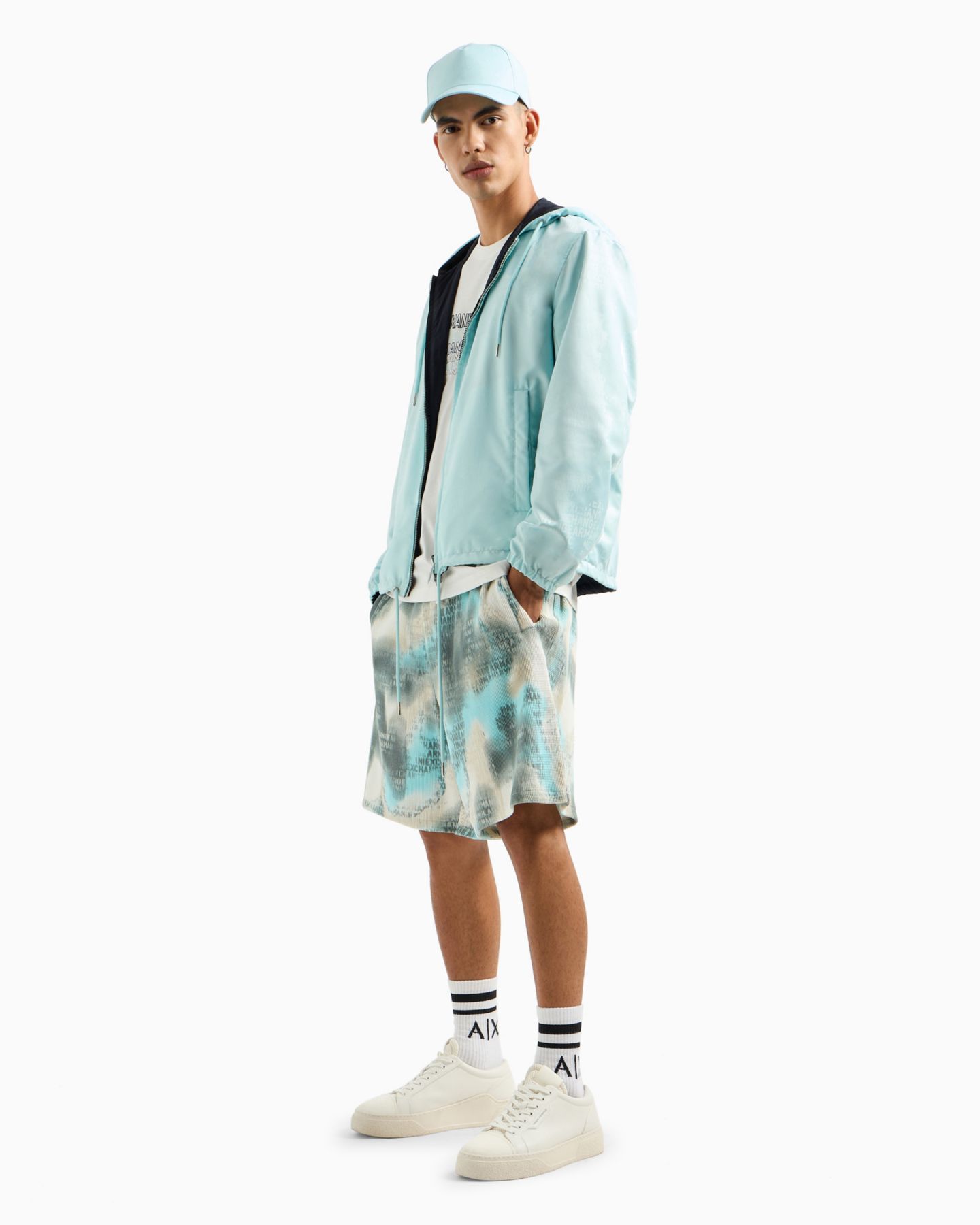 Мужская футболка A|X Armani Exchange Cotton Wave Logo Print, цвет: Молочный белый — фото 2