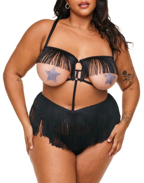 Женский игровой костюм Adore Me Neveah Fringe, нижнее бельё, большие размеры, цвет: Чёрный