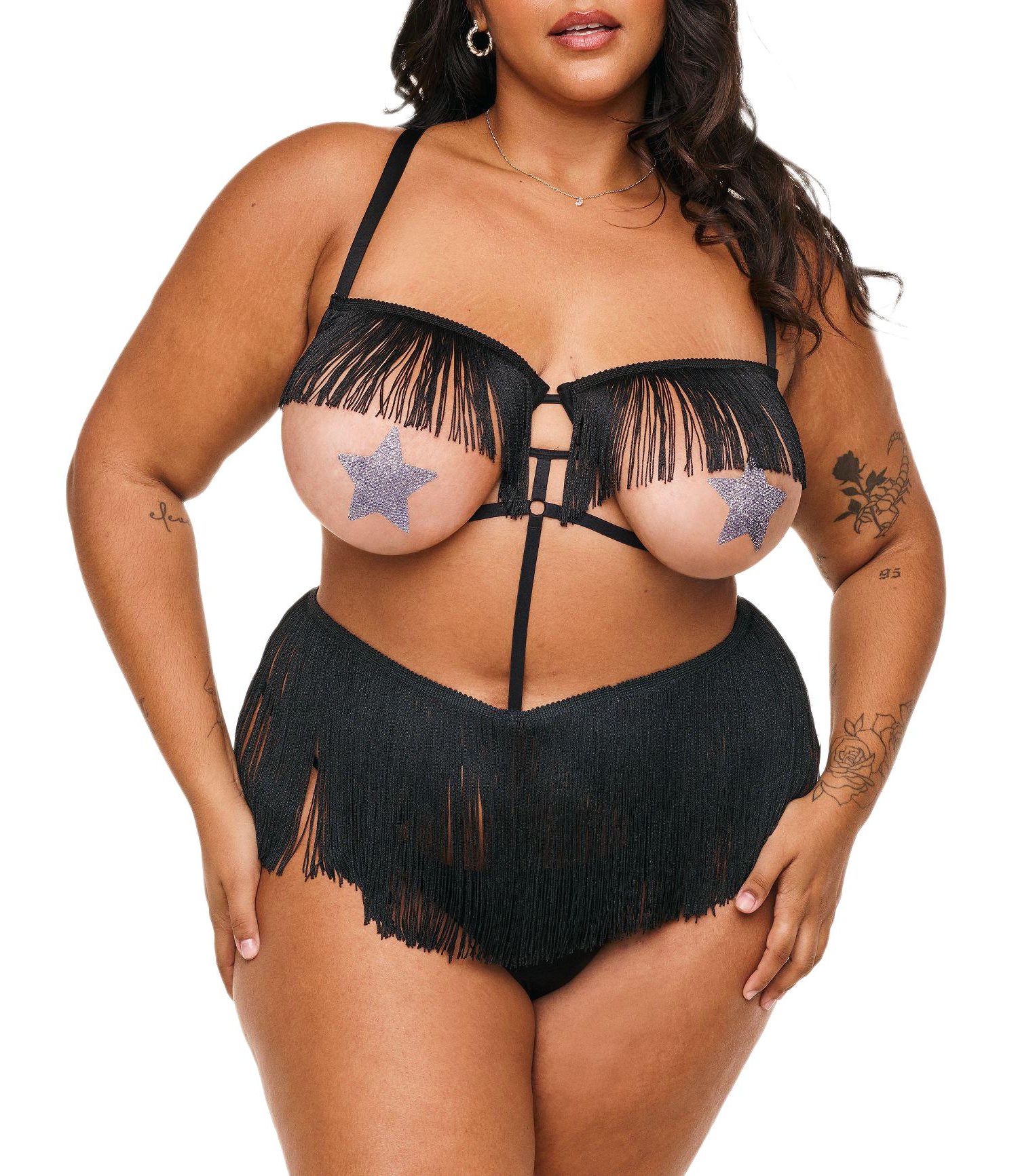 Plus Size Neveah Fringe Playsuit Lingerie