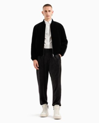 Men's Full-Zip Velour Bomber Jacket 