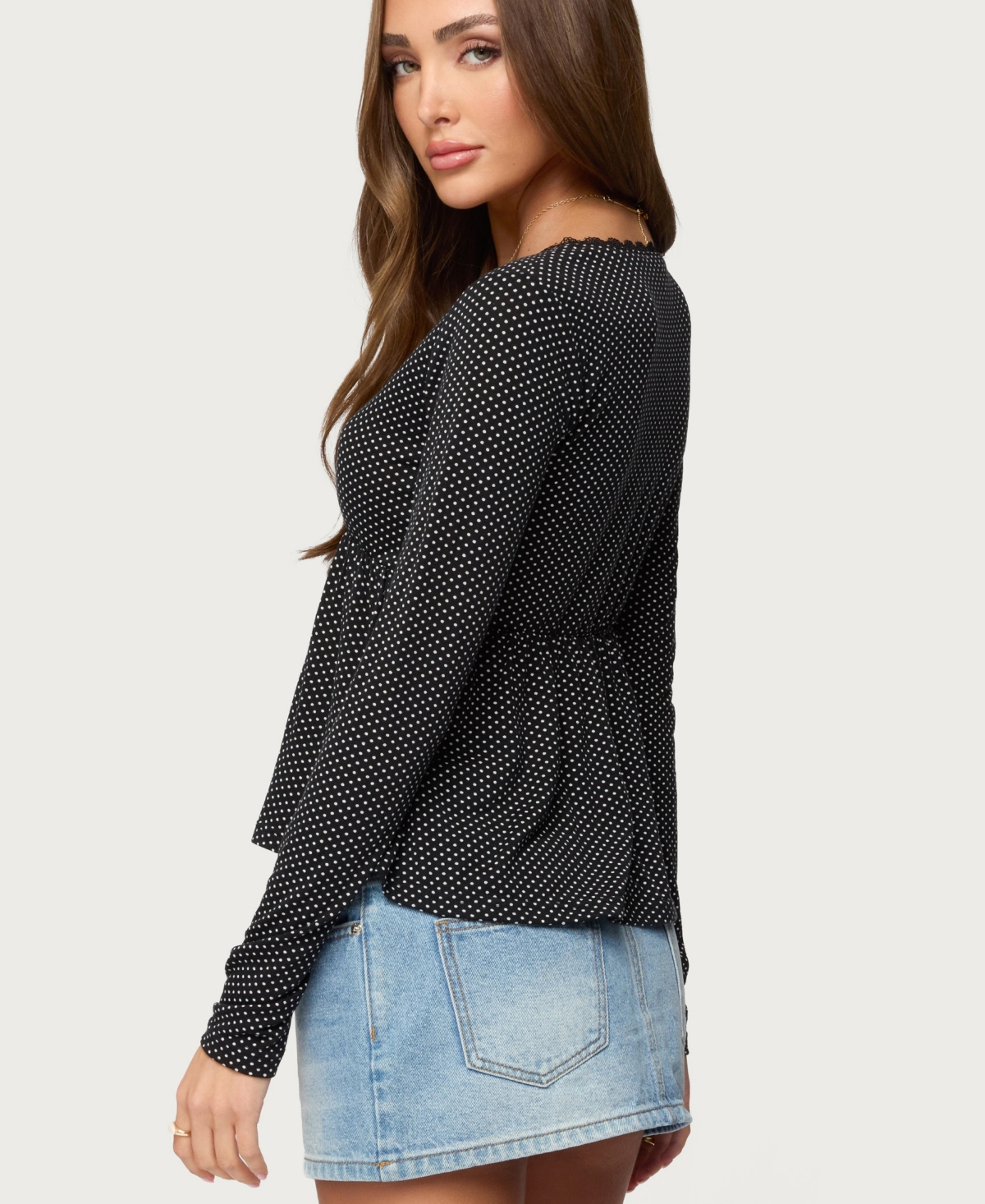 Edikted Women's Kenzie Long Sleeve Babydoll Top