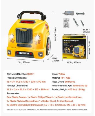 60-Piece Engine Toy with Lights, Sounds & Removable Parts