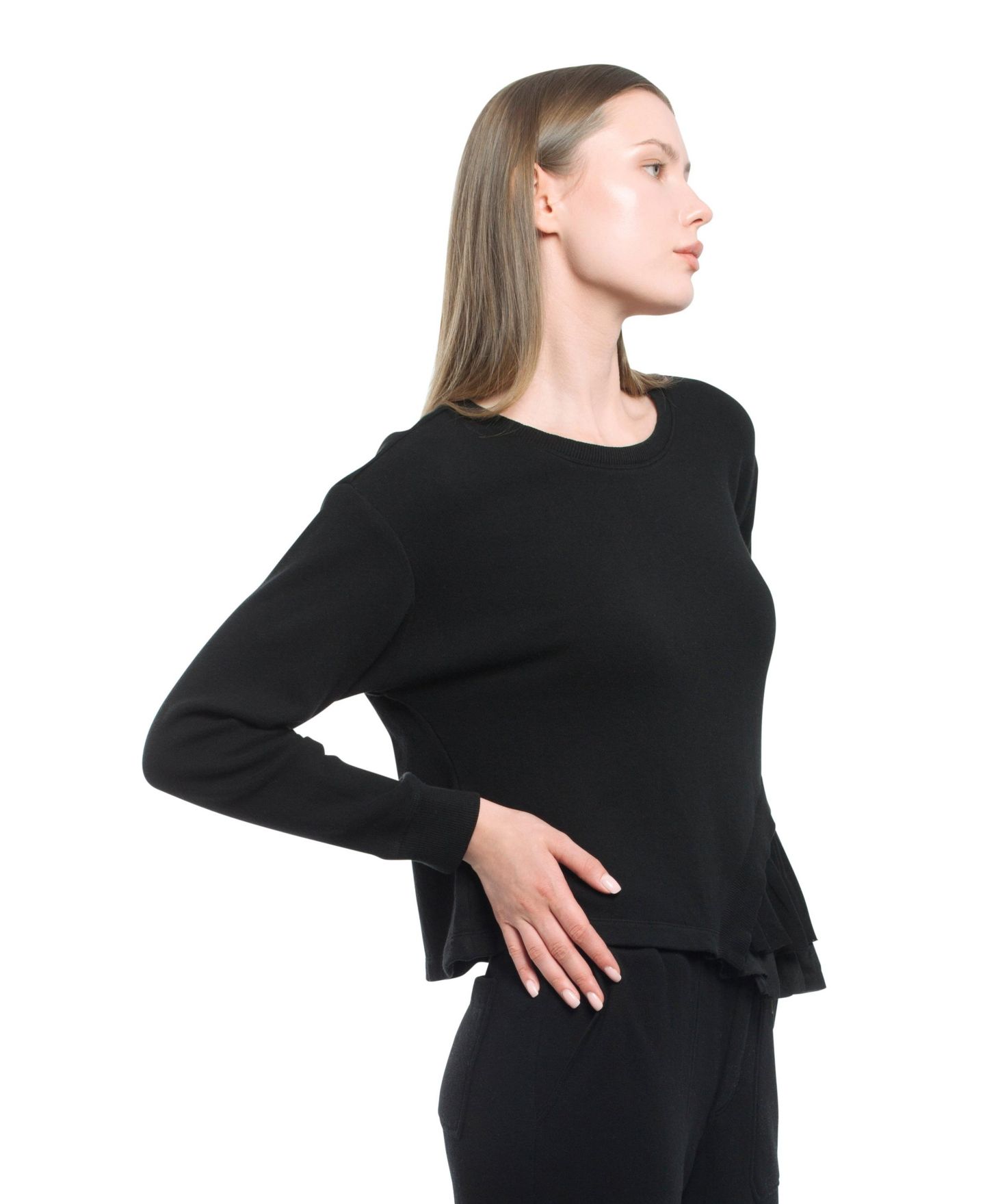 Женская толстовка WILT Clothing Round Neck Mix Media, цвет: Чёрный — фото 9