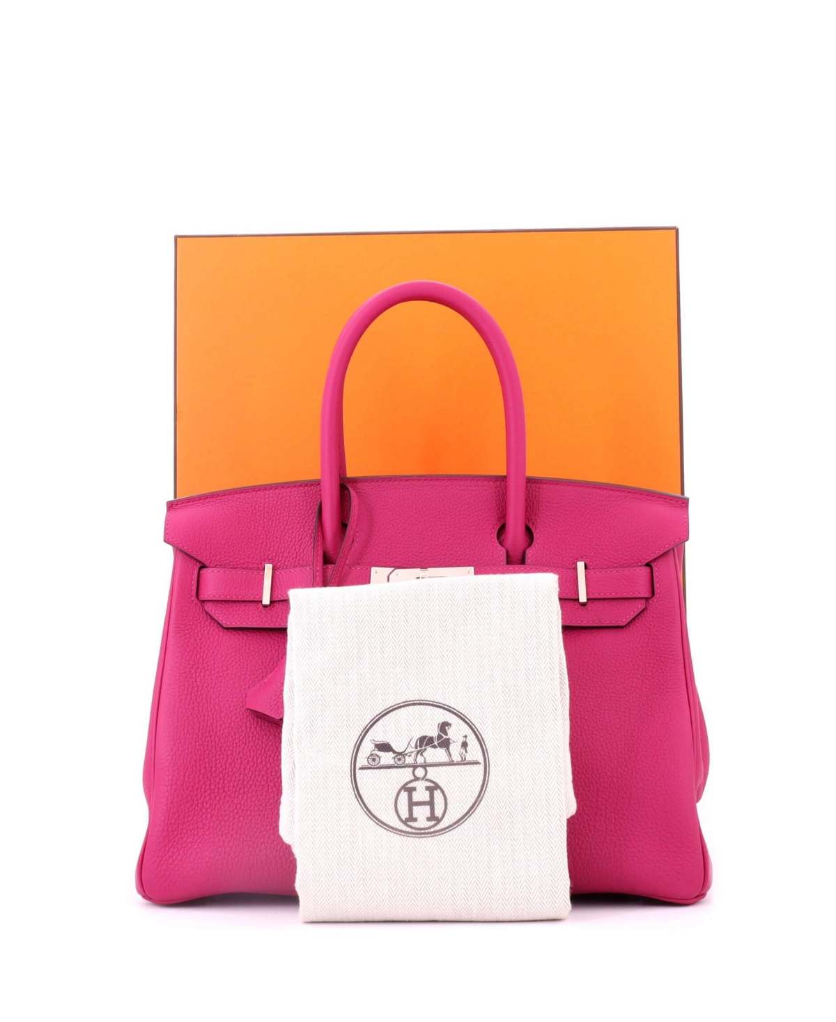 Pre-Owned HERMES Birkin 30 Handbag Pink Togo with Palladium Hardware