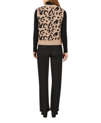 Women's Knitted Cheetah Print Tie Waistcoat