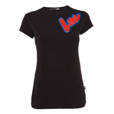 Women's Cotton Knit Love Patch Detail T-Shirt