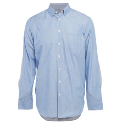 Men's Blue Stripe Cotton Button Front Shirt
