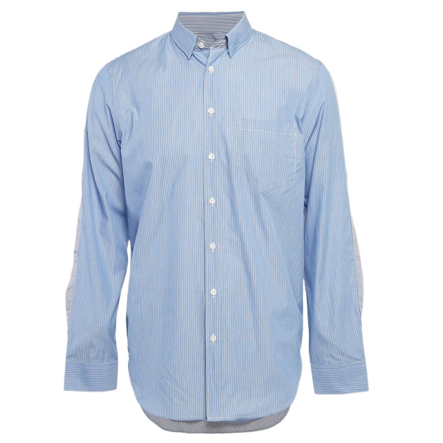 Men's Blue Stripe Cotton Button Front Shirt
