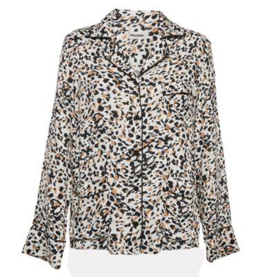 Women's Brown Leopard Print Crepe Tradi Shirt