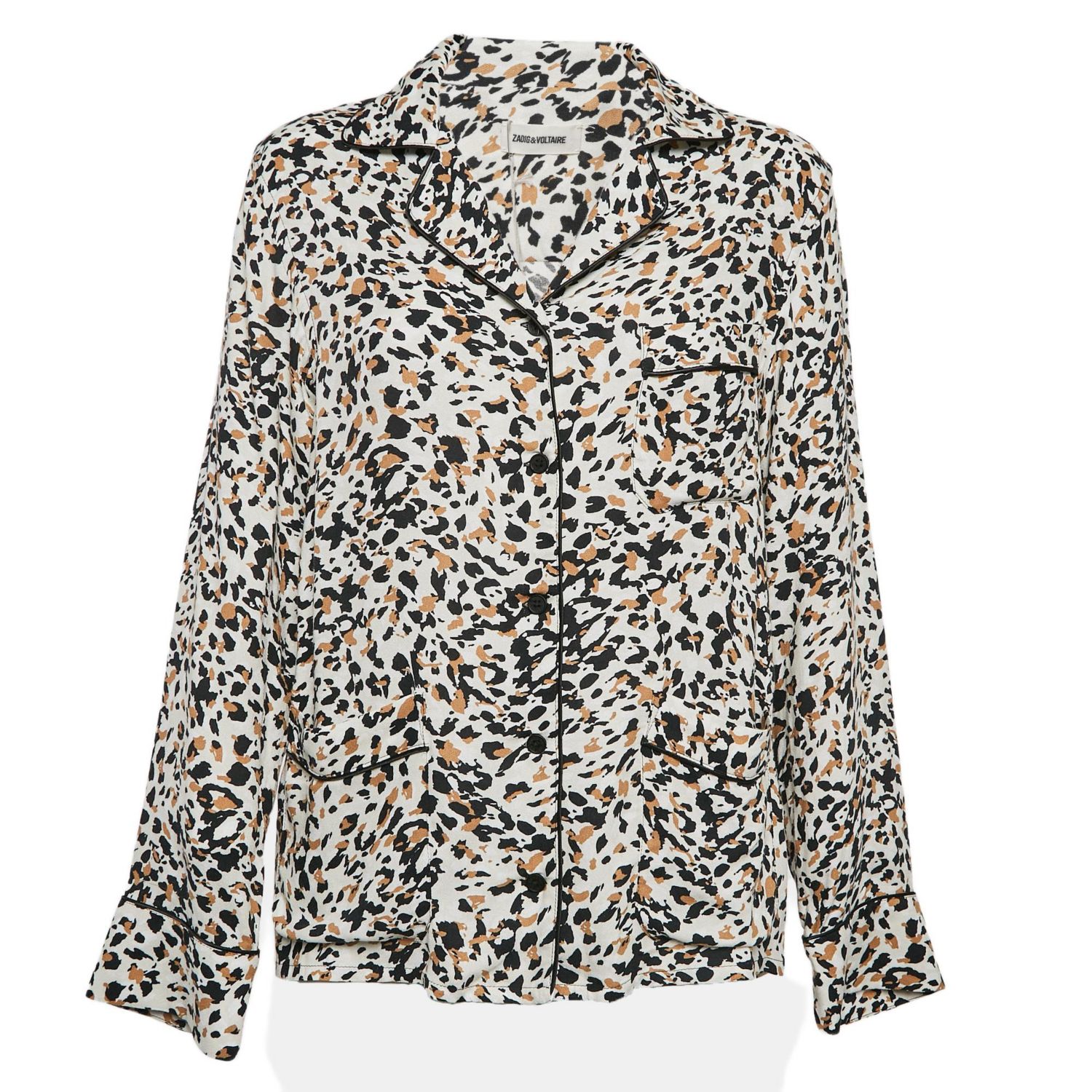 Women's Brown Leopard Print Crepe Tradi Shirt