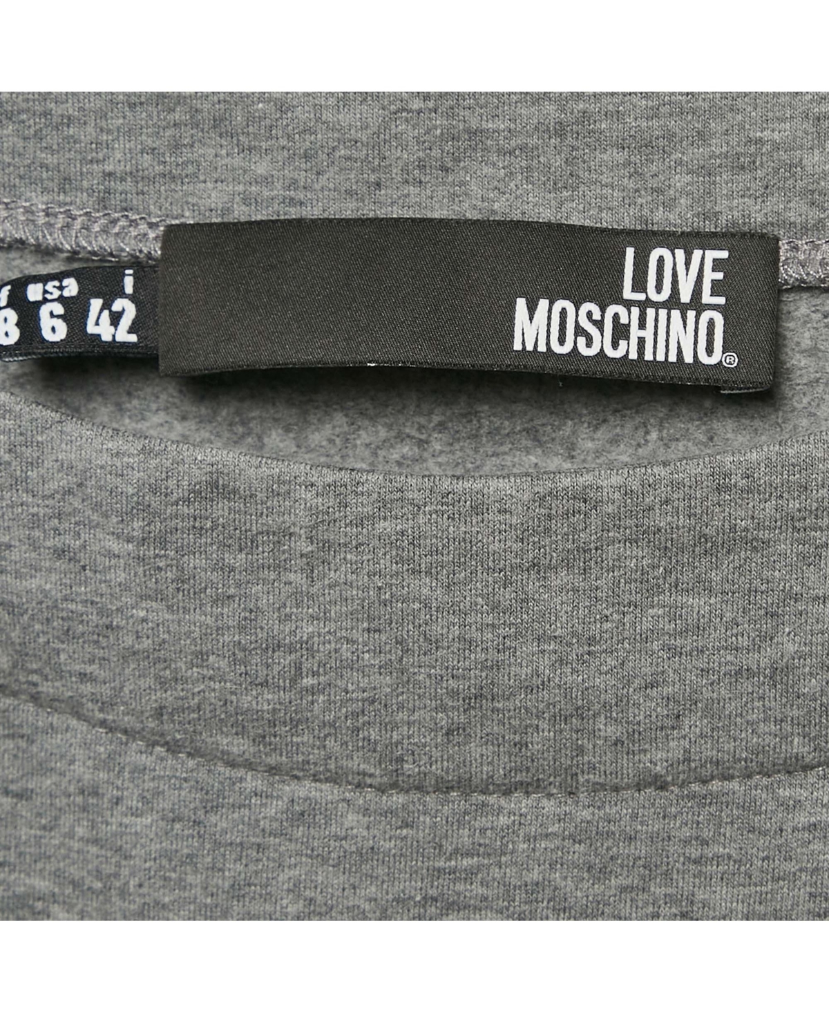 Pre-Owned Love Moschino Women's Grey Logo Embellished Cotton Knit Mini Dress