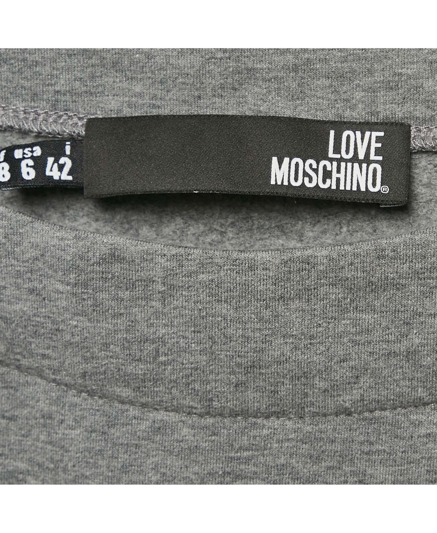 Women's Grey Logo Embellished Cotton Knit Mini Dress