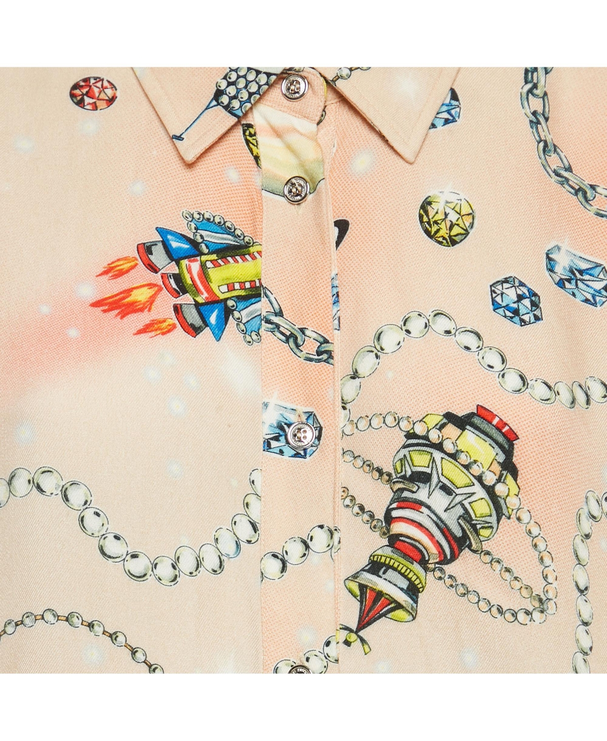 Pre-Owned Love Moschino Women's Blue Striped Denim Button Front Shirt