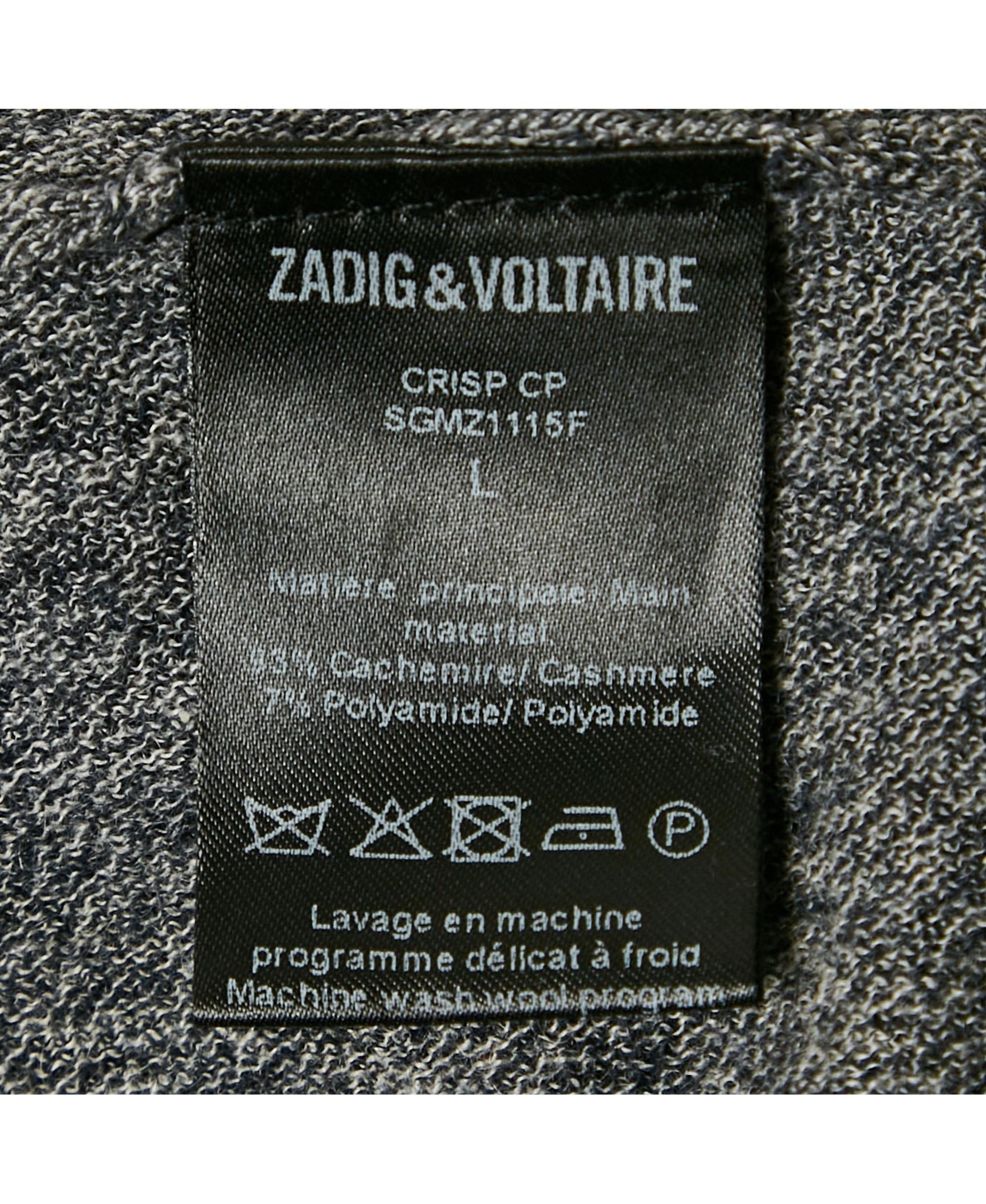 Pre-Owned Zadig & Voltaire Women's Grey Cashmere Full Sleeve Crisp Sweater