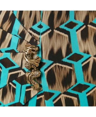 Women's Brown Printed Jersey Short Dress