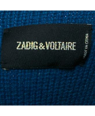 Women's Blue/green Muse Intarsia Rib Knit Sweater