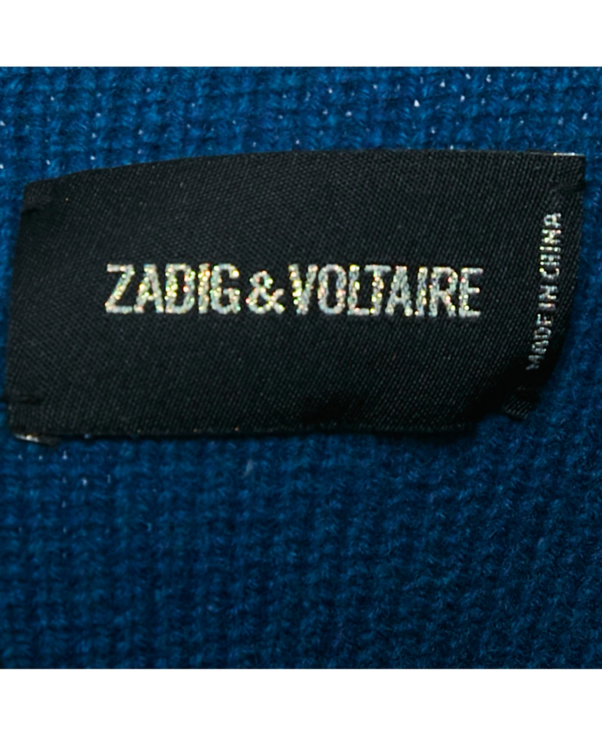 Pre-Owned Zadig & Voltaire Women's Blue/green Muse Intarsia Rib Knit Sweater