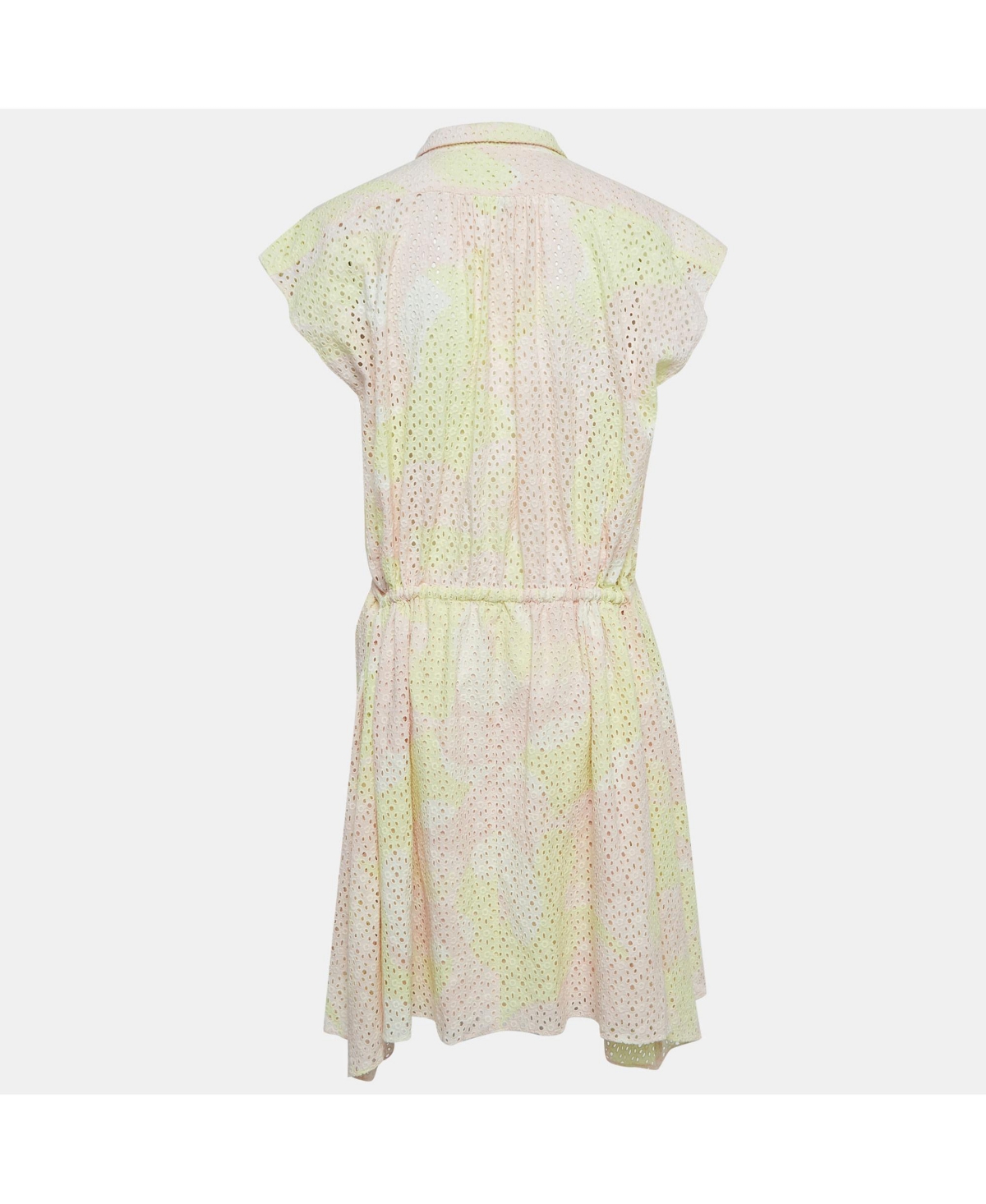 Pre-Owned Zadig & Voltaire Women's Pink/yellow Camouflage Print Broderie Anglaise Cotton Requiem Dress