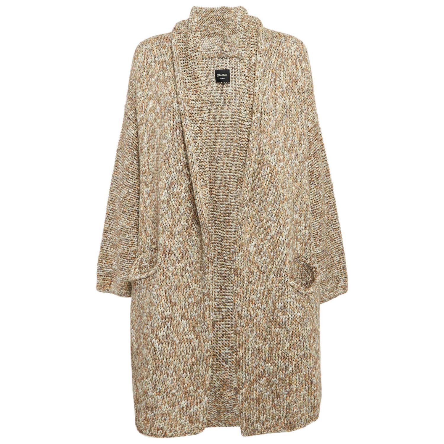 Women's Brown Cotton Rib Knit Mia Cardigan