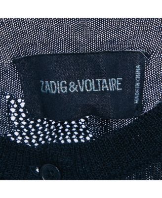 Women's Navy Blue Star Patterned Knit Button Front Cardigan