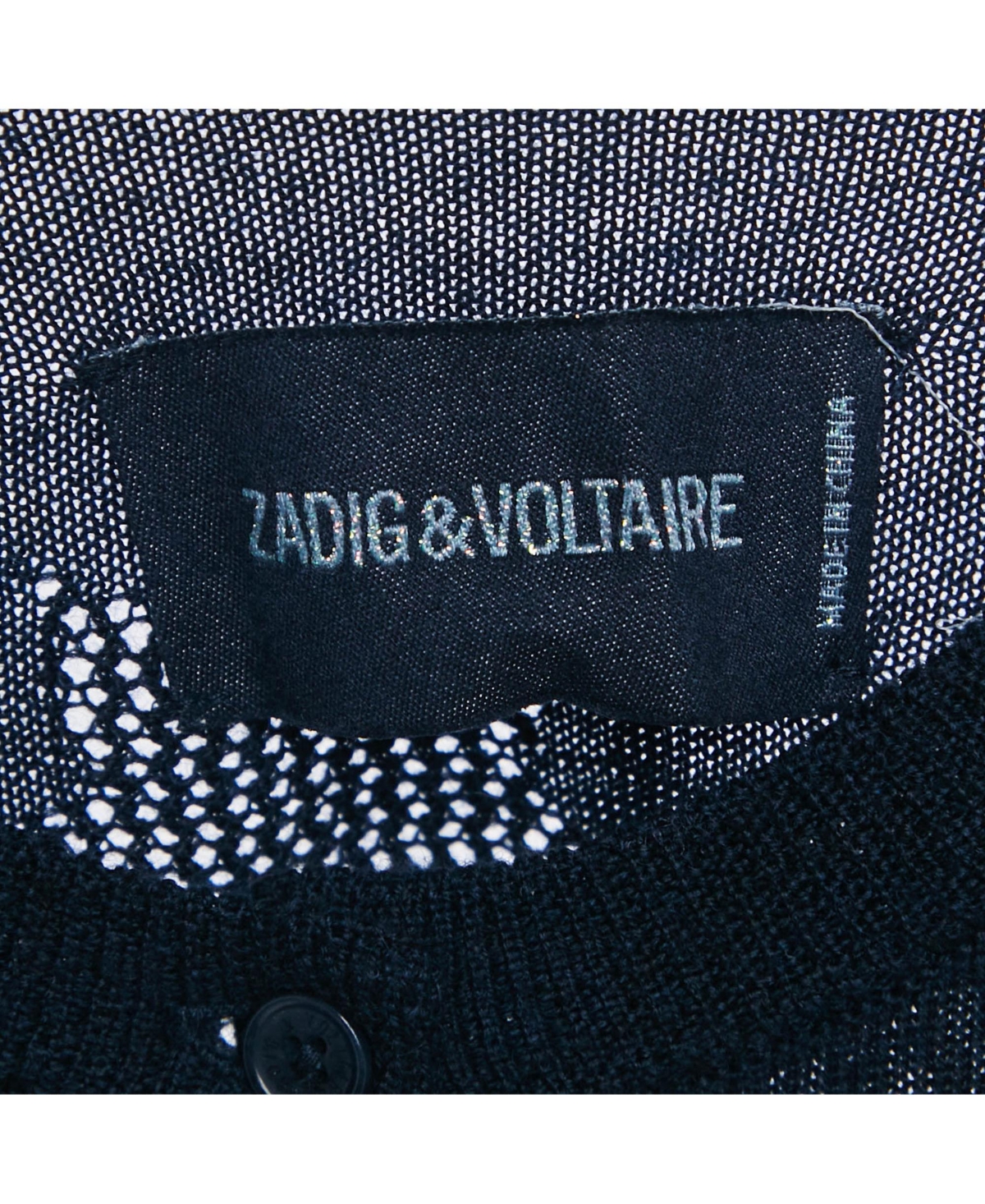 Pre-Owned Zadig & Voltaire Women's Navy Blue Star Patterned Knit Button Front Cardigan