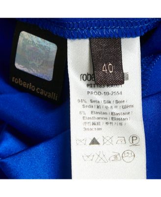 Women's Blue Stretch Satin Metal Detail Short Dress