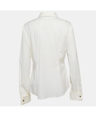 Women's Cream Cotton Long Sleeve Shirt