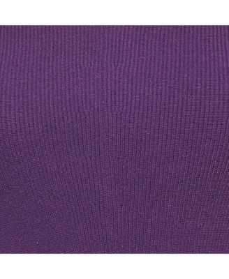 Women's Purple Knit Cut Shoulder Frayed Detail Bodycon Dress