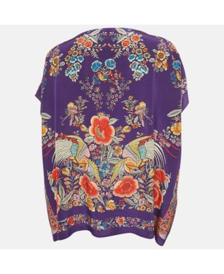 Women's Purple Printed Silk Kaftan Top