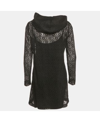 Women's Pre-Owned Love Mocshino Black Love Applique Mesh Hooded Dress