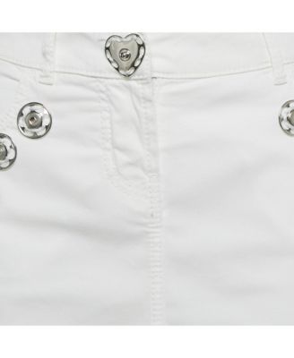 Women's Jeans White Denim Button Detail Pencil Skirt